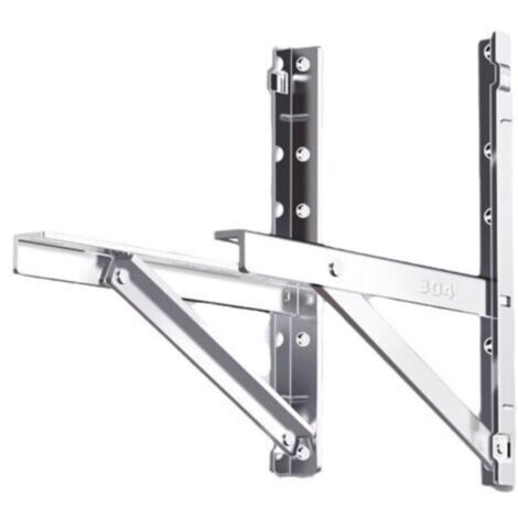 Support d'unité extérieure de climatiseur acier inoxydable 304 – Structure triangulaire stable – Capacité 100 kg – Compatible Midea et Gree