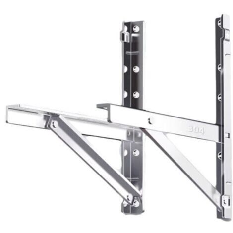 Support d'unité extérieure de climatiseur acier inoxydable 304 – Structure triangulaire stable – Capacité 100 kg – Compatible Midea et Gree