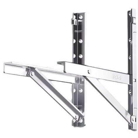Support d'unité extérieure de climatiseur acier inoxydable 304 – Structure triangulaire stable – Capacité 100 kg – Compatible Midea et Gree