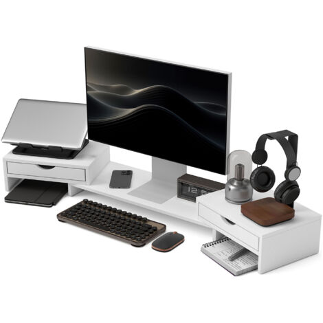 Support écran PC bureau 60-116 cm réglable avec 2 tiroirs
