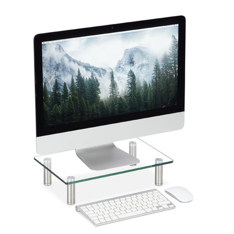 Support Ecran Verre Plateau Tv De Notebook Reglable En Hauteur 9 A 11 Cm Lxp 38 5 X 24 Cm Transparent 8100278438892534