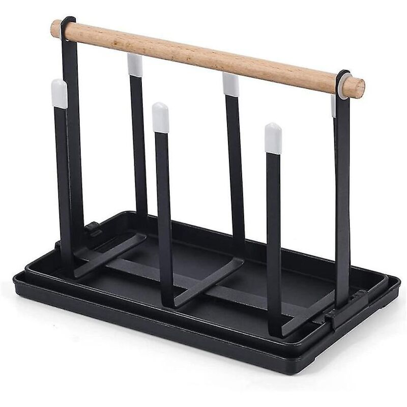 Support, égouttoir à vaisselle pour bouteilles, 6 supports, porte-gobelet en métal avec plateau et séchoir pour bouteilles et tasses
