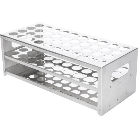 Support en acier inoxydable 304 pour tubes à essai, double couche avec plaque perforée, 40 trous