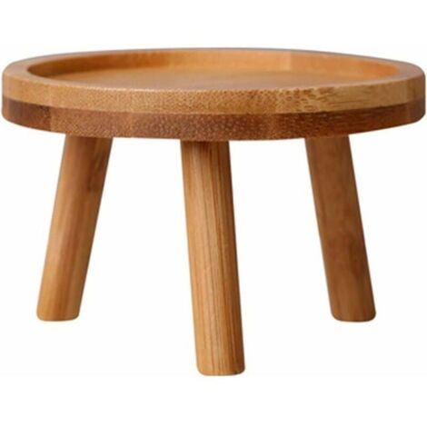 Support en bois pour pots de fleurs - Tabouret haut pour balcon, étagère ronde intérieur/extérieur 8x8x7cm - Support étiquette