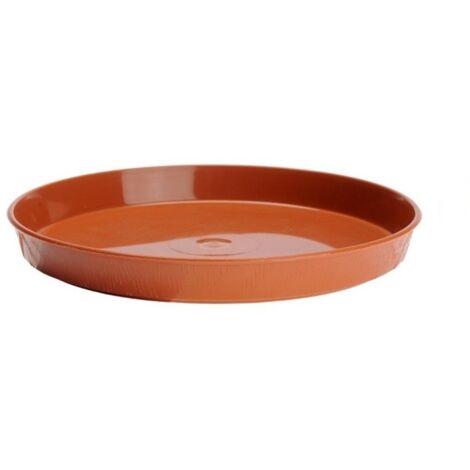 Support en plastique rond imitation bois pour pot de fleurs 25 cm taille 4 terre cuite brute