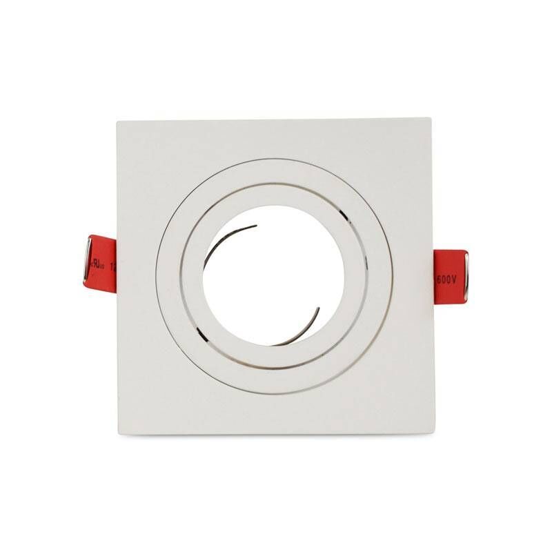 Collerette carrée orientable à encastre pour ampoule LED GU10 - Blanc