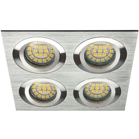 Support encastrable rectangulaire 4 spots gris clair