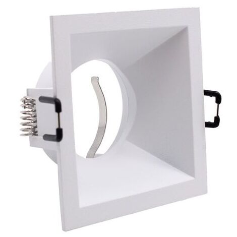 Support Encastrable Spot Carré Blanc Mat pour Ampoule GU10 - SIL
