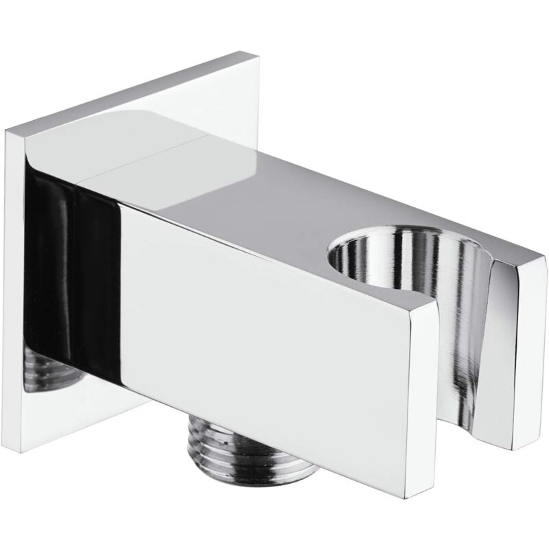 Support encastré carré pour douchette, prise de douche carrée en laiton chromé, support de pomme de douche, support moderne avec fixation murale,