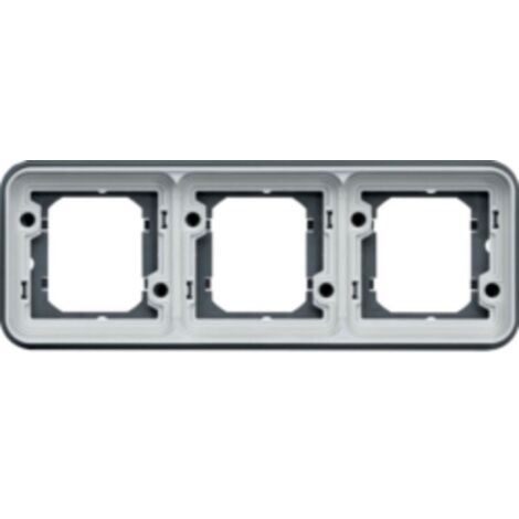 Support encastré Cubyko pour mécanisme associable - 3 postes - Horizontal - Gris - WNA403- Hager