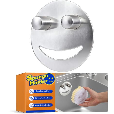 Support éponge et nettoyant pour évier, acier inoxydable ventouse puissante, multi-usage cuisine et salle de bain
