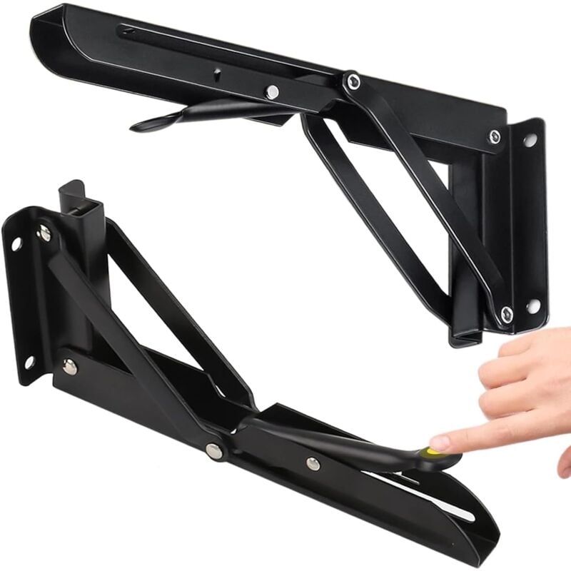 Support Equerre Pliable 500mm, Équerre Rabattable Charge Lourde 2 Pièces, Equerre Murale Rabattable, Consoles Pliantes pour Garage, Bureau, Chambre,