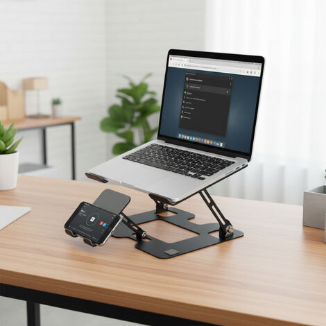 Support Ergonomique Multi-Angles en Aluminium pour Ordinateur Portable, adapté à MacBook, Dell, HP, Lenovo, Convient à la Plupart des Ordinateurs Portables jusqu'à 16 Pouces