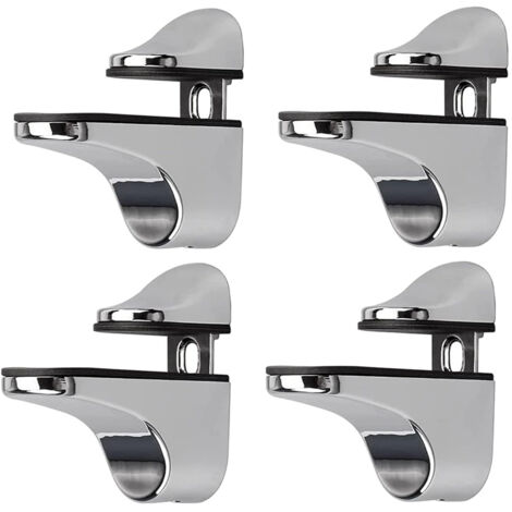 Support étagère en verre réglable, 4 pièces, fixation murale, pour tablette et étagères en verre Support étagère en verre réglable, 4 pièces, fixation murale, pour tablette et étagères en verre