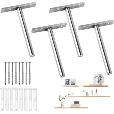 Support Etagere Invisible, Fixation Invisible pour Étagère Mural en Bois, Supports en Métal pour Étagère Flottante, Etagere Murale Fixation Invisible avec Vis de Montage pour bricolage(100MM, 4PCS)