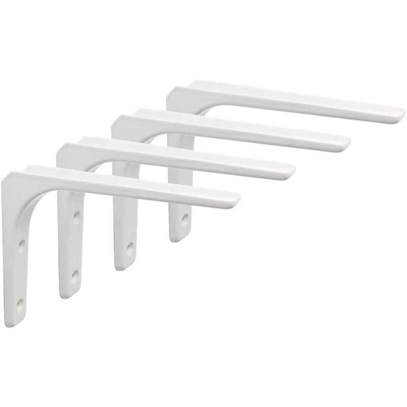 Support Etagère Murale Fixation Flottante Support, Tablette Flottante Support Flottant en Bois Dissimulé à Fixation, Equerre Charge Lourde Blanc