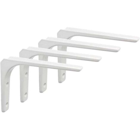 Support Etagère Murale Fixation Flottante Support, Tablette Flottante Support Flottant en Bois Dissimulé à Fixation, Equerre Charge Lourde Blanc Brillant en Métal, 4Pcs, EJR200W-4P
