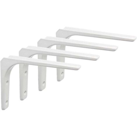 Support Etagère Murale Fixation Flottante Support, Tablette Flottante Support Flottant en Bois Dissimulé à Fixation, Equerre Charge Lourde Blanc Brillant en Métal, 4Pcs, EJR200W-4P