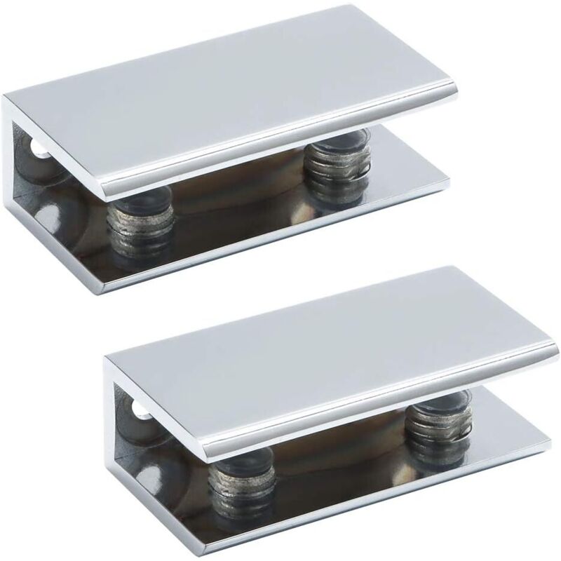 Support Étagère Pince à Verre, Support Tablette Murale en Verre Adaptatif de 8 à 12 mm d'Épaisseur, Finition Polie en Alliage de Zinc, 2 Pcs,