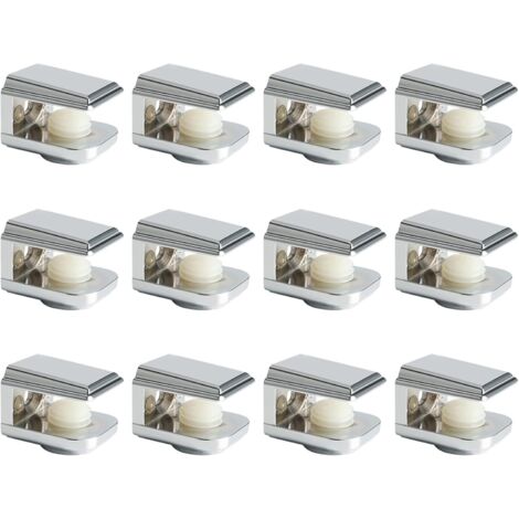 Support Étagère Verre Support d'Étagère Réglable et Adaptable d'Épaisseur de 5-8MM pour Salle de Bain, Fixation Murale à Vis, Finition Chrome Poli en Alliage de Zinc, 12 Pcs, EBL1015-12P