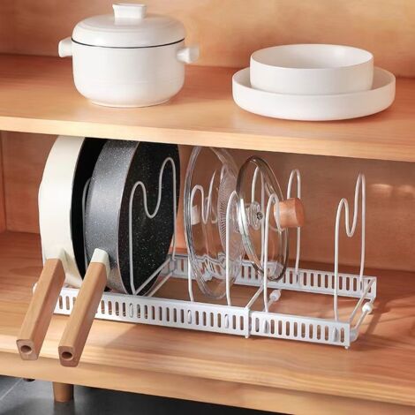 support extensible reglable pour casseroles poele rangement cuisine porte-assiettes plan de travail porte-couvercles