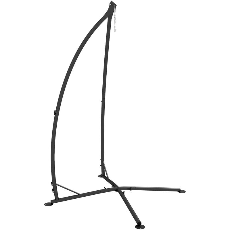 Outsunny - Support fauteuil suspendu - pied fauteuil suspendu - h. 215 cm - charge max. reco. 130 Kg - métal noir - Noir