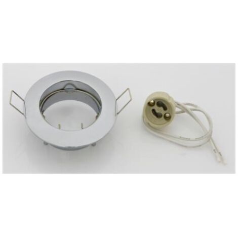 Support fixe pour spots led GU10 encastrA  rond chromA  pour plaque de plA tre chromA