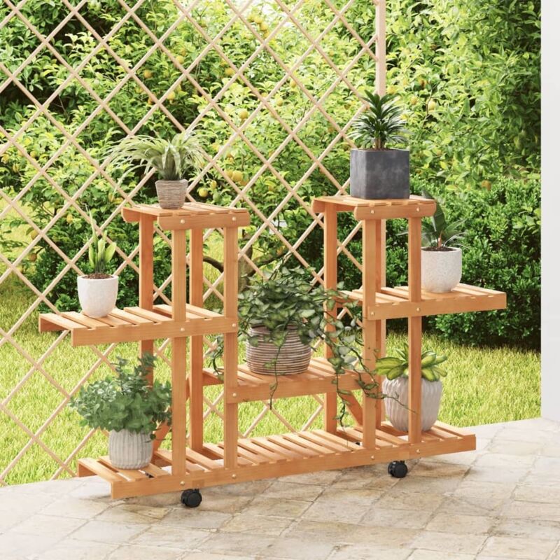 Vidaxl - Support à fleurs avec roues 110x25x78 cm bois massif de sapin
