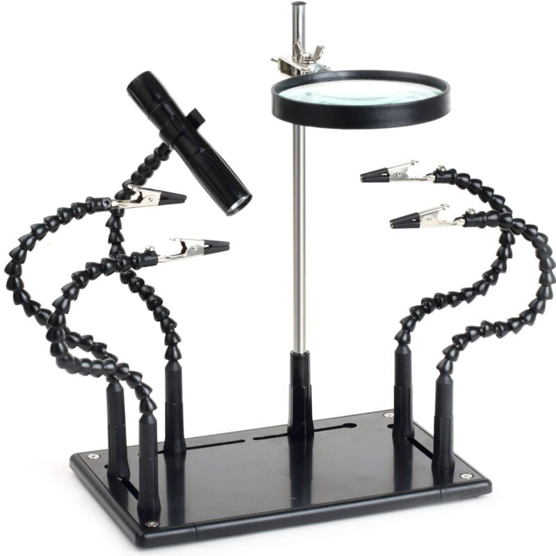 Support flexible à 4 bras AvecPinces + Loupe + Lumière LED Zd-11p-1