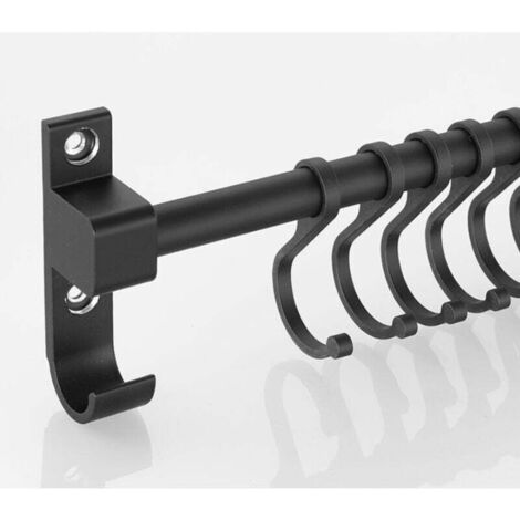 Support for kitchen utensils, 50 cm bar with 7 extractable ganchos (black)