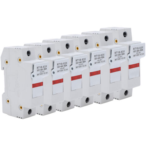 Support fusible LED RT18-63X pour noyau RO16 14x51mm, 63A 500-690V, montage rail DIN