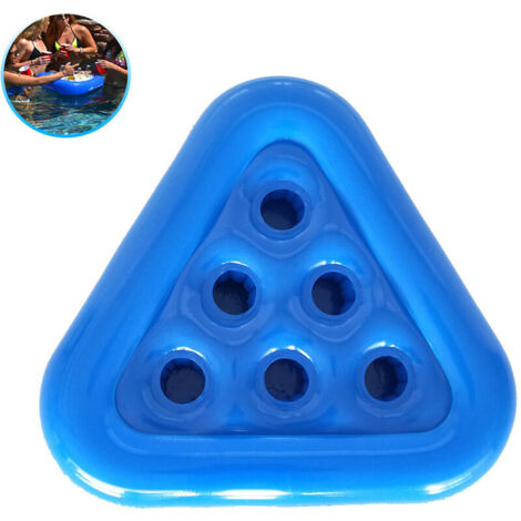 Support gonflable pour bière-Jeu de piscine - Dessous de verre gonflable en triangle - Porte-gobelet - Sous-verre - Table de jeu flottante   (Bleu)