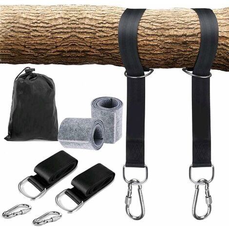 Support Hamac Extérieur Durable Sangles Lourde Suspension avec Crochet Balancoire Max Charge 550kg pour Hamac Balancoire de Jardin Camping-150cm x 2 Triomphe 2Pcs