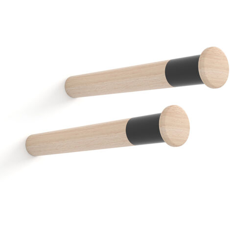 REI – Support mural pour étagère – Bois de hêtre laqué – Dimensions 31cm x Ø 3,8cm – Lot de 2 unités – Poids max 15kg - MT310