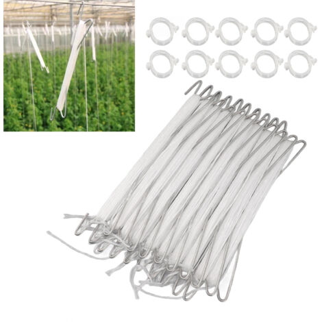 Support Hooks Garden - Accessoires de jardinage avec ficelle, crochets et clips pour plantes grimpantes, tomatoes, cucumbers, légumes - Stainless steel, nylon - Lot de 10