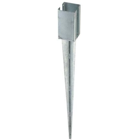 Support lame À Enfoncer Acier Galvanisé Gris, H.75 Cm X Section 70 X 70 Mm