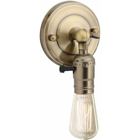 Support Lamp Vintage, E27 Edison Rétro Porte-Lampe Murale avec Interrupteur pour Usage Domestique et Décoration (Bronze)