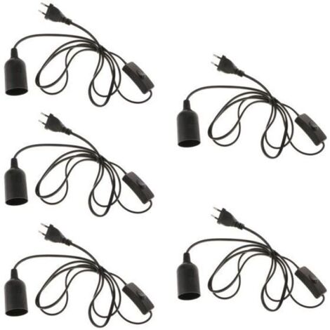 Support lampe douille E27 - Noname - 5pcs - Câble 1.8m - Prise électrique UE - Noir