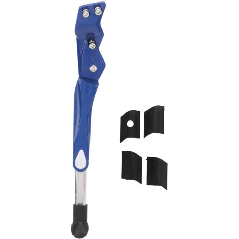 Support latéral de vélo en alliage d'aluminium, longueur ajustable, embouts souples, étanche, pour stabilité et protection du cadre.