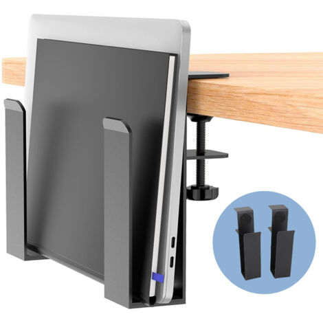 Support latéral réglable pour ordinateur portable, rangement de bureau, fixation par pince, pour ordinateur portable, idéal pour la maison ou le bureau.