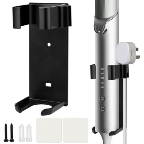 Support Lisseur et Fer à Friser Mural sans perçage,Support Compatible avec Dyson Airwrap,Support Mural en Métal Aluminium avec Range Câbles,pour Salle de Bain Hôtel de Chambre à Coucher