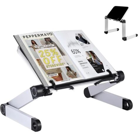 AUTRES Support Livre - Hauteur Réglable Porte Livre avec Bras en Aluminium Durables, Repose Livre Pupitre de Lecture pour Couvertures Rigides épaisses, Recettes, Ordinateur et iPad
