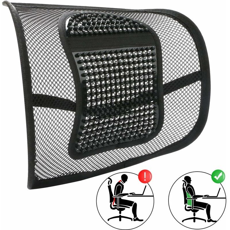 Ensoleille - Support Lombaire, Maille Coussin Lombaires Oreiller de Soutien du Dos D'Ergonomie pour Bureau Chaise Fauteuil Roulant Siège d'Auto