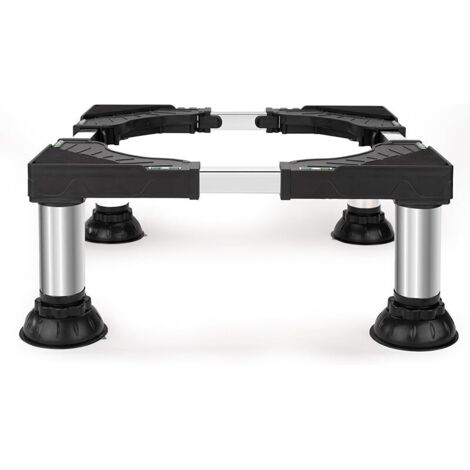 Support Machine à Laver avec 4 Pieds en acier inoxydable, lourd Socle Lave Linge Charge 300KG, Réglable Largeur 40-60cm et Hauteur 17.7-21.3cm, Réfrigérateur et Sèche-Linge Bases, Noir