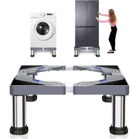 Support Machine a Laver, Socle Machine a Laver, Largeur Réglable 40-60cm, Avec 4 pieds Stable pour Machine à Laver, pour Réfrigérateur, Sèche-Linge, Congélateur, Hauteur 23-26cm