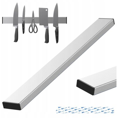SUPPORT MAGNÉTIQUE 40 CM EN ACIER INOXYDABLE AUTO-ADHÉSIF SANS PERÇAGE