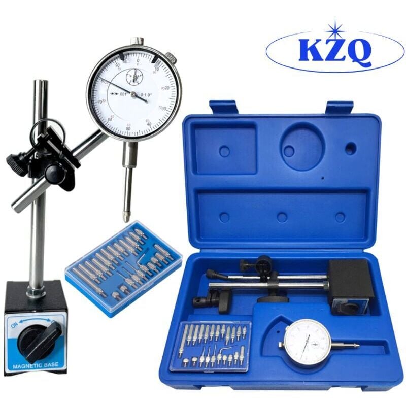 Support Magnétique avec Base Magnétique pour Comparateur à Cadran, Plage de Mesure de 10mm avec Graduation de 0,01mm - 1 Jeu-