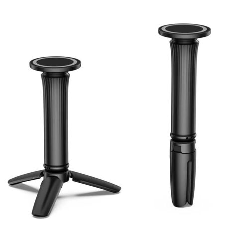 Support magnétique de bureau pour téléphone  avec trépied amovible et pince noire.