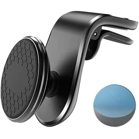 Support magnétique pour téléphone de voiture, support magnétique pour téléphone portable avec rotation à 360°, support magnétique pour voiture type L (noir)