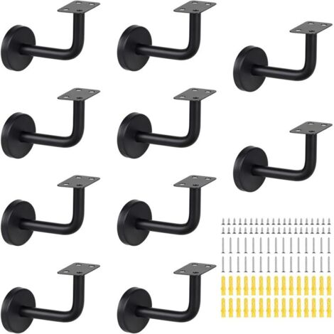 Support main courante Acier inoxydable supports de rampe main Supports de main courante d'escalier Support mural de rampe pour rampes d'escalier intérieures et extérieures (10Pcs)